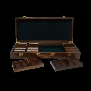 500 Ct Walnut Wooden Poker Chip Case