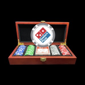 Mahogany Luxury Custom Poker Chip Set - Mahogany Wood Case 