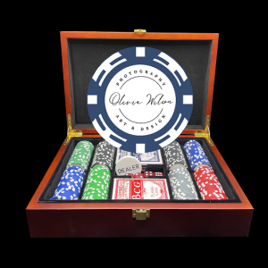 200 Mahogany Luxury Casino Clay Poker Chip Set - Mahogany Wood Case