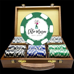6 Stripe Walnut Luxury Custom Poker Chip Set - Walnut Wood Case